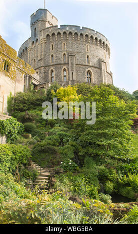 Round Tower, Windsor Castle, The Keep England primary royal residence, Vertical format Stock Photo