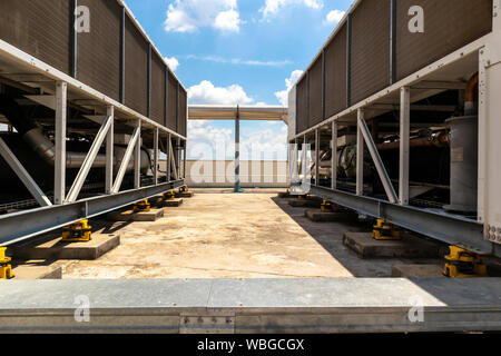 Industrail free-cooling chiller air conditioner on the rooftop. Stock Photo