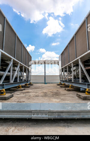 Industrail free-cooling chiller air conditioner on the rooftop. Stock Photo