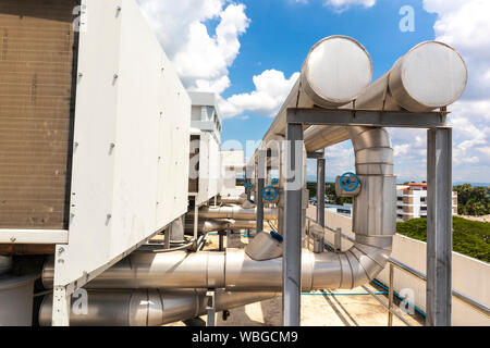 Industrail free-cooling chiller air conditioner on the rooftop. Stock Photo