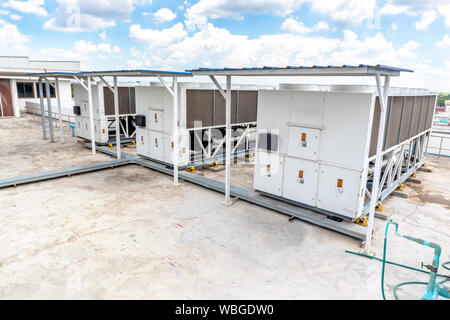 Industrail free-cooling chiller air conditioner on the rooftop. Stock Photo