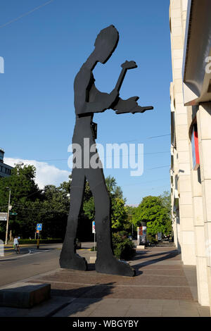 Hammering man, a giant sculpture by the American artist Jonathan Borofsky. Basel, Switzerland Stock Photo