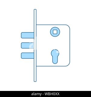 Door Lock Icon. Thin Line With Blue Fill Design. Vector Illustration. Stock Vector