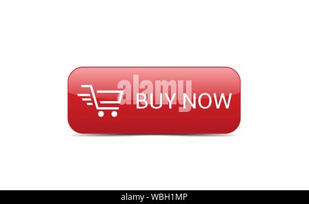 Buy now button. Red Buy now button template, Web design elements Stock Vector