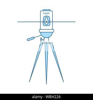 Laser Level Tool Icon. Thin Line With Blue Fill Design. Vector Illustration. Stock Vector