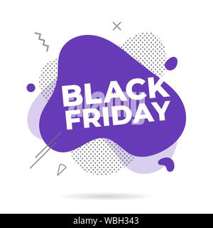 Modern liquid abstract BLACK FRIDAY text flat style design fluid amoeba color vector illustration banners or flyer leflet icon sign. Stock Vector