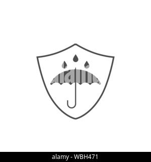 Waterproof technology icon. Umbrella with falling water drops shield Stock Vector