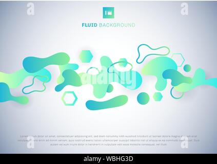 Abstract fluid green and blue gradient on white background. Vector illustration Stock Vector