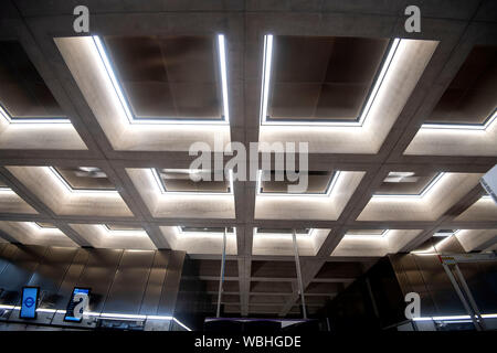 The ticket hall for the new Elizabeth Line at Farringdon station in London as the latest developments in the Crossrail project continue to progress. Stock Photo