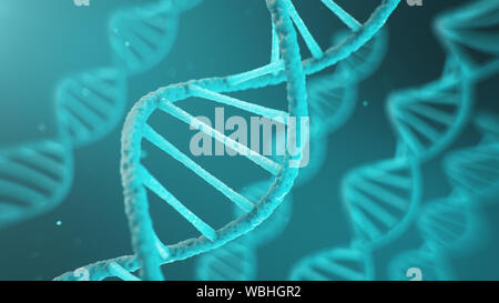 Double helical structure of DNA, DNA molecule, RNA. The concept of biochemistry, biotechnology. Genome change. 3D illustration Stock Photo