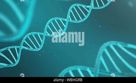 Double helical structure of DNA, DNA molecule, RNA. The concept of biochemistry, biotechnology. Genome change. 3D illustration Stock Photo