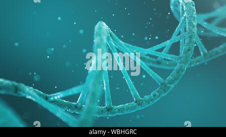 Double helical structure of DNA, DNA molecule, RNA. The concept of biochemistry, biotechnology. Genome change. 3D illustration Stock Photo