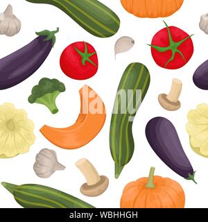 Seamless pattern with autumn vegetables, harvest. Flat vector background Stock Vector