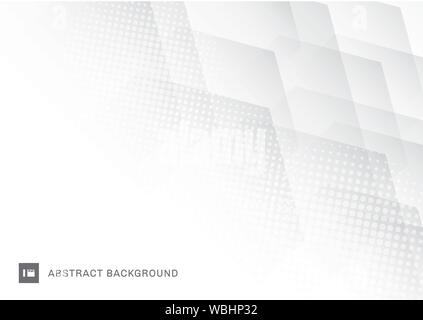 Abstract technology hexagons overlapping with halftone effect on white background. Vector illustration Stock Vector