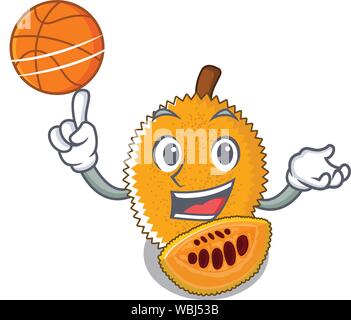 With basketball gac fruit in a cartoon fridge Stock Vector