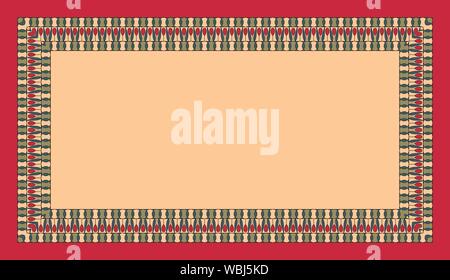 Rectangular ethnic frame. Empty space for your text. Vintage poster. Blue geometric elements on an peach background. EPS10 Stock Vector