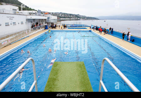 Gourock Outdoor heated sea water swimming Pool, built in 1909 Stock Photo