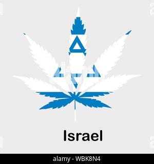Flag in the form of a cannabis leaf. The concept of legalization of marijuana, cannabis in Israel Stock Vector