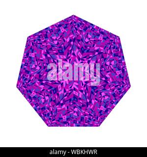 Abstract isolated tiled mosaic heptagon logo template - geometrical ornamental colorful vector element from geometric shapes Stock Vector