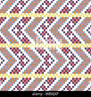 Bold arrow chevron seamless pattern pixel blocks shapes texture. Stock Vector