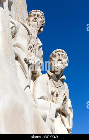 Detail of figures on the Monument to the Discoveries of the New world, Belem, Lisbon, Portugal. Stock Photo