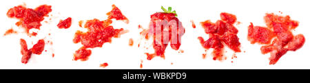 Smashed strawberry isolated on white Stock Photo