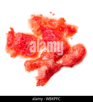 Smashed strawberry isolated on white Stock Photo