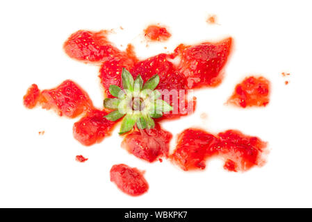 Smashed strawberry isolated on white Stock Photo