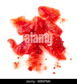 Smashed strawberry isolated on white Stock Photo