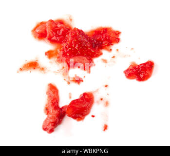 Smashed strawberry isolated on white Stock Photo
