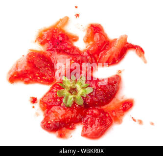 Smashed strawberry isolated on white Stock Photo