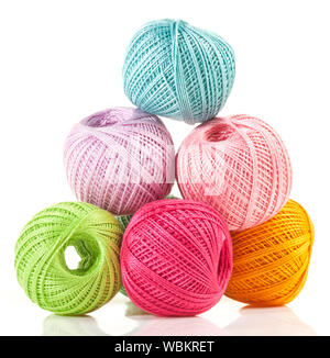 Yarn balls isolated on white Stock Photo