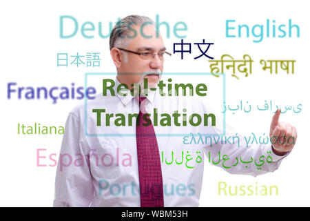 The concept of real time translation from foreign language Stock Photo