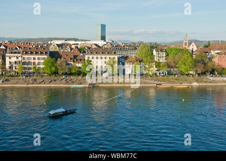 Old pasenger ferry across the River Rhine. Basel, Switzerland Stock Photo
