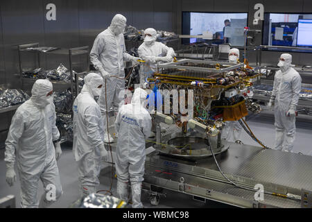 The European Space Agency's ExoMars rover is being prepared to leave Airbus in Stevenage. The ExoMars 2020 rover Rosalind Franklin is EuropeÕs first planetary rover it will search for signs of past or present life on Mars. Stock Photo