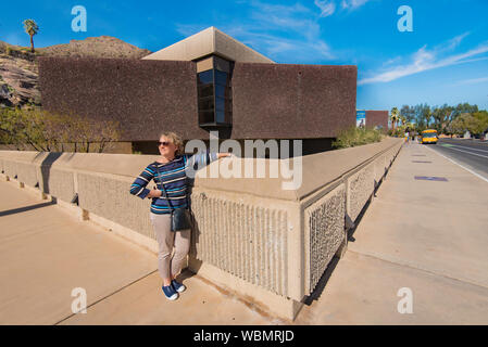 Local architect E. Stewart Williams designed the current 75,000-square-foot (7,000 m2) Palm Springs Art Museum in California, USA Stock Photo