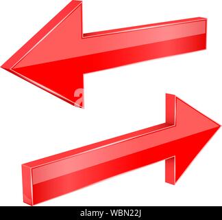 Back and Next arrows. 3d shiny red sings Stock Vector