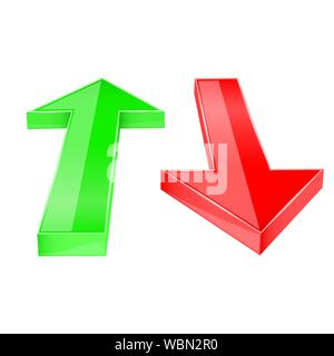 Straight arrows. 3d red and green signs Stock Vector