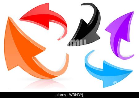 Shiny 3d arrows. Colored icons Stock Vector