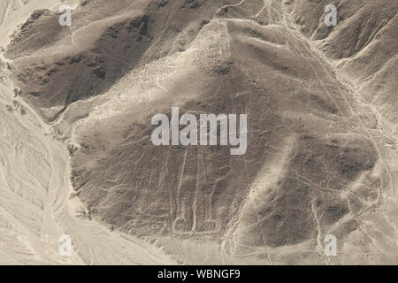 Aerial View of The Astronaut Geoglyph at the Nazca Lines in Peru Stock Photo