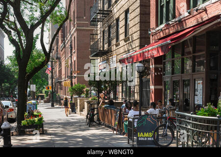 Brooklyn Heights, view in summer along Montague Street in Brooklyn Heights, New York City, USA Stock Photo