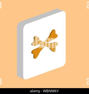 Crossed Bones Simple vector icon. Illustration symbol design template for web mobile UI element. Perfect color isometric pictogram on 3d white square. Stock Vector