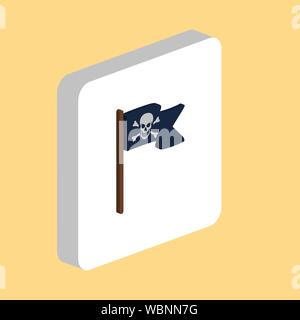 Jolly Roger Flag Simple vector icon. Illustration symbol design template for web mobile UI element. Perfect color isometric pictogram on 3d white squa Stock Vector