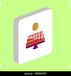 Solar Energy Simple vector icon. Illustration symbol design template for web mobile UI element. Perfect color isometric pictogram on 3d white square. Stock Vector