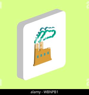 Power Plant Simple vector icon. Illustration symbol design template for web mobile UI element. Perfect color isometric pictogram on 3d white square. P Stock Vector