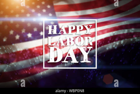 USA Labor Day greeting card with american flag background Stock Photo