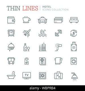 Collection of hotel thin line icons. Vector eps 8 Stock Vector