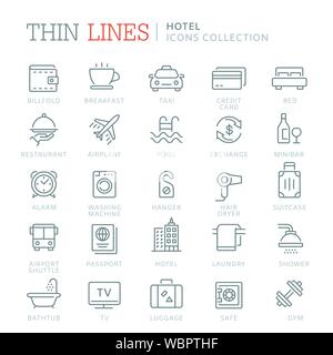 Collection of hotel thin line icons. Vector eps 8 Stock Vector