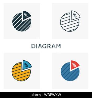 Diagram icon set. Four elements in diferent styles from business icons collection. Creative diagram icons filled, outline, colored and flat symbols Stock Vector