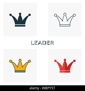 Leader icon set. Four elements in diferent styles from business icons collection. Creative leader icons filled, outline, colored and flat symbols Stock Vector